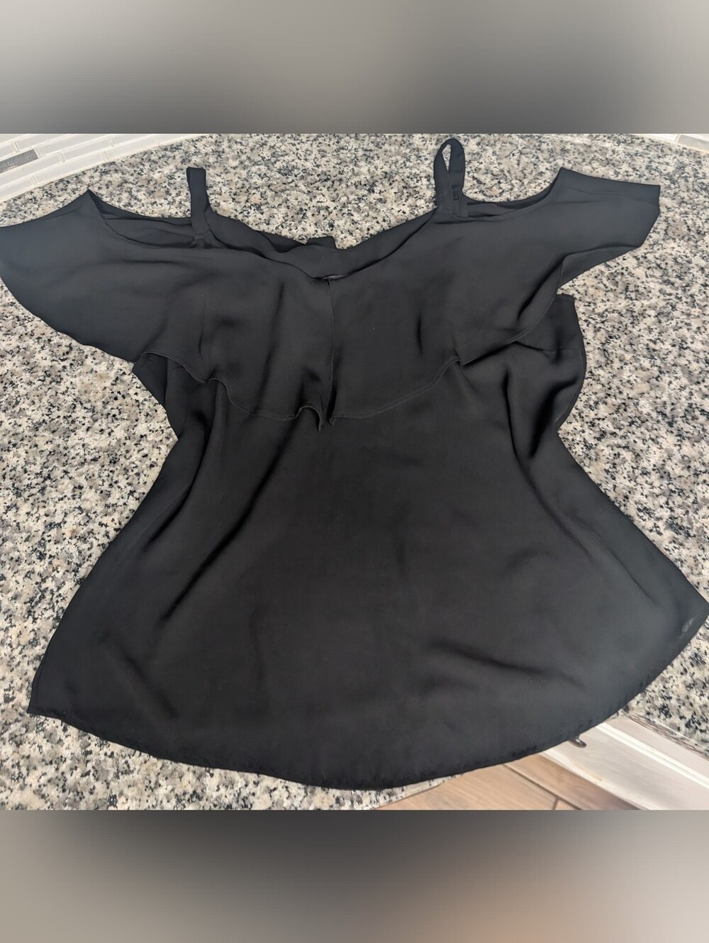 New York & Company Black Ruffle Cold-Shoulder Camisole